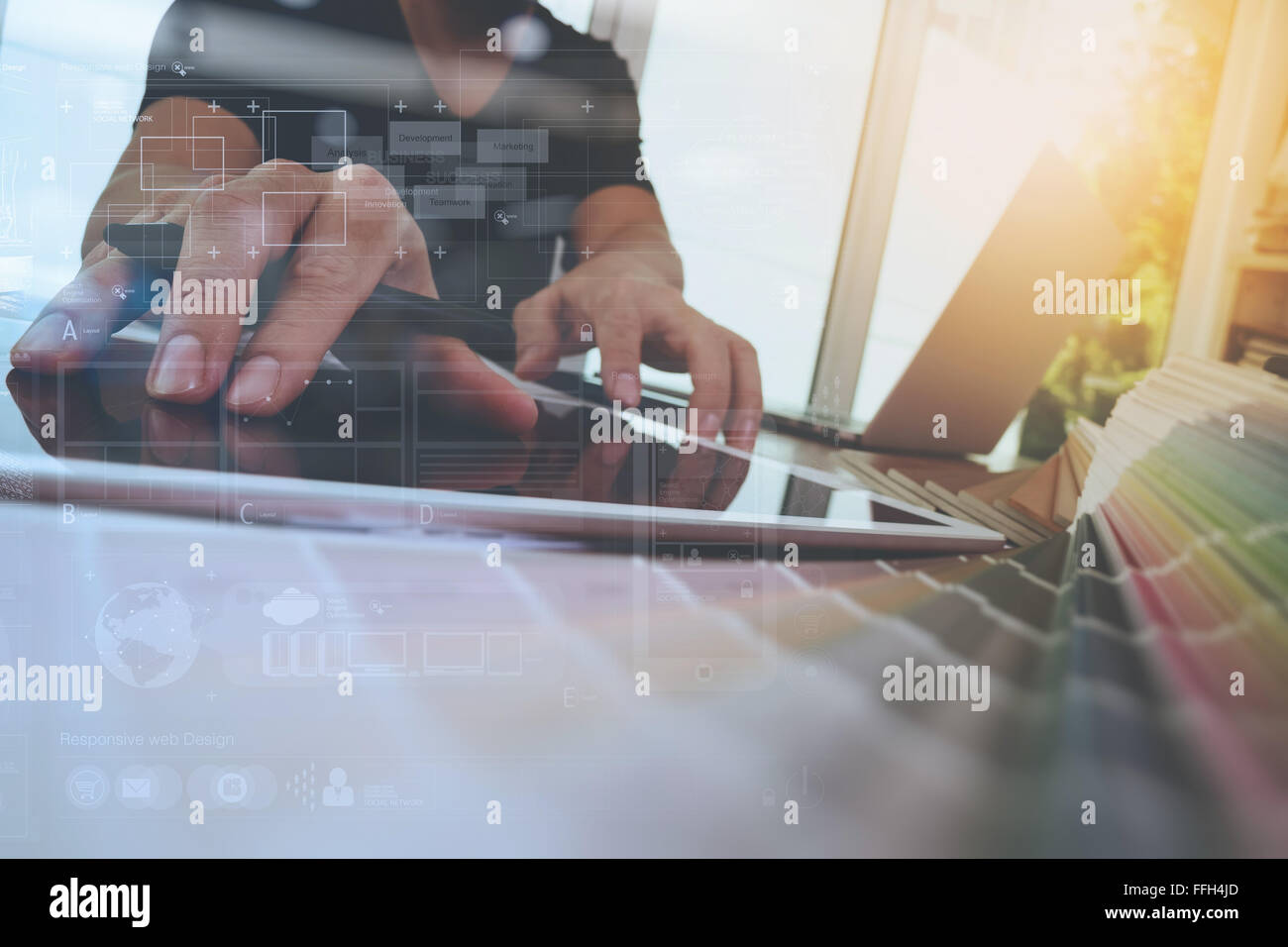 Designer working on laptop computer hi-res stock photography and images ...