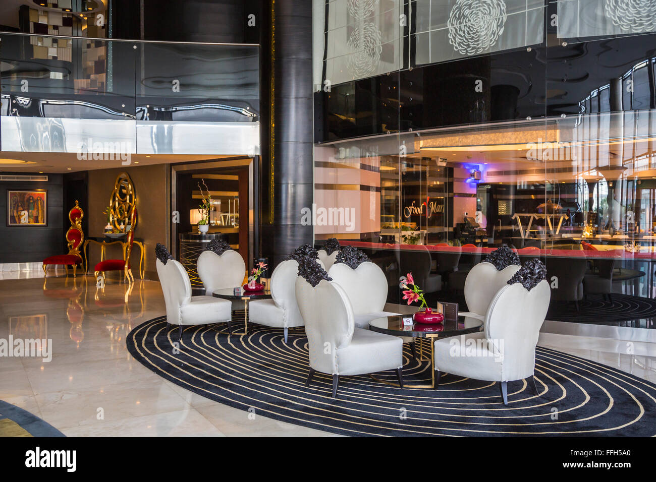 The interior lobby decor of the Grand Millennium Hotel in Amman, Hashemite  Kingdom of Jordan, Middle East Stock Photo - Alamy