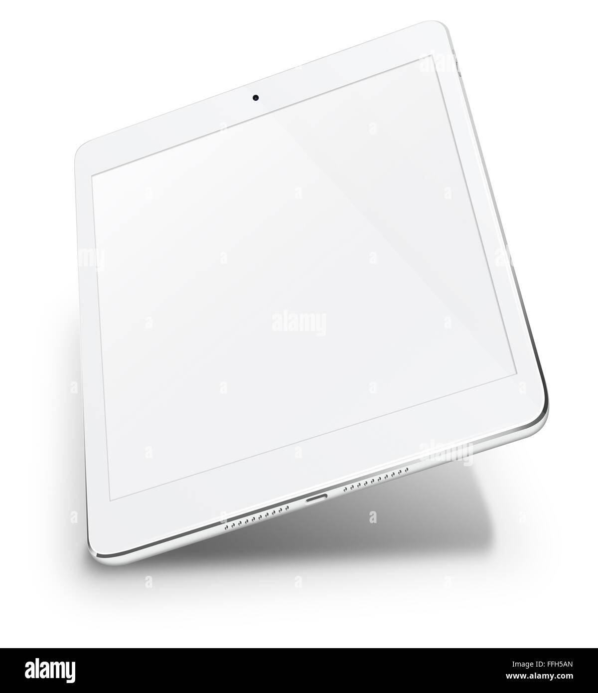 Realistic tablet pc computer with blank screen isolated on white background. Illustration. Stock Photo