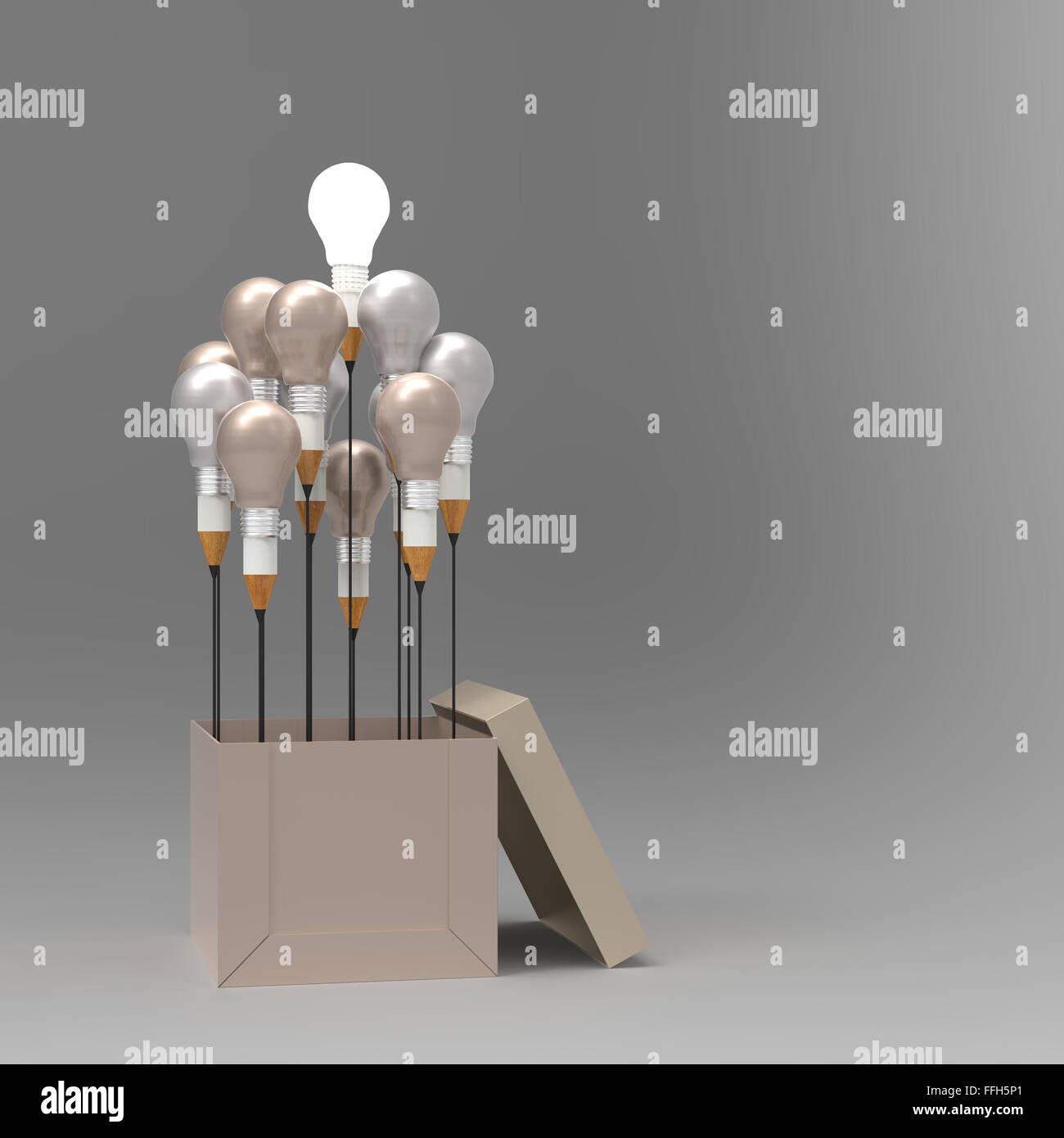 drawing idea pencil and light bulb concept outside the box as creative ...