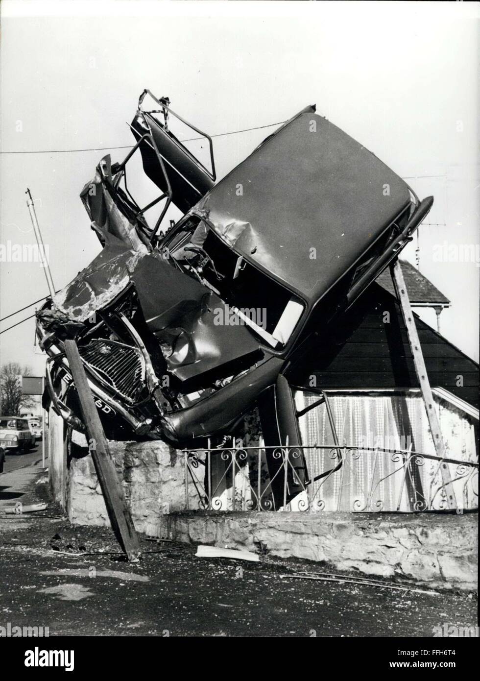 1966 Cars Ends Up on Roof. Miss Saunders, 20, escaped serious