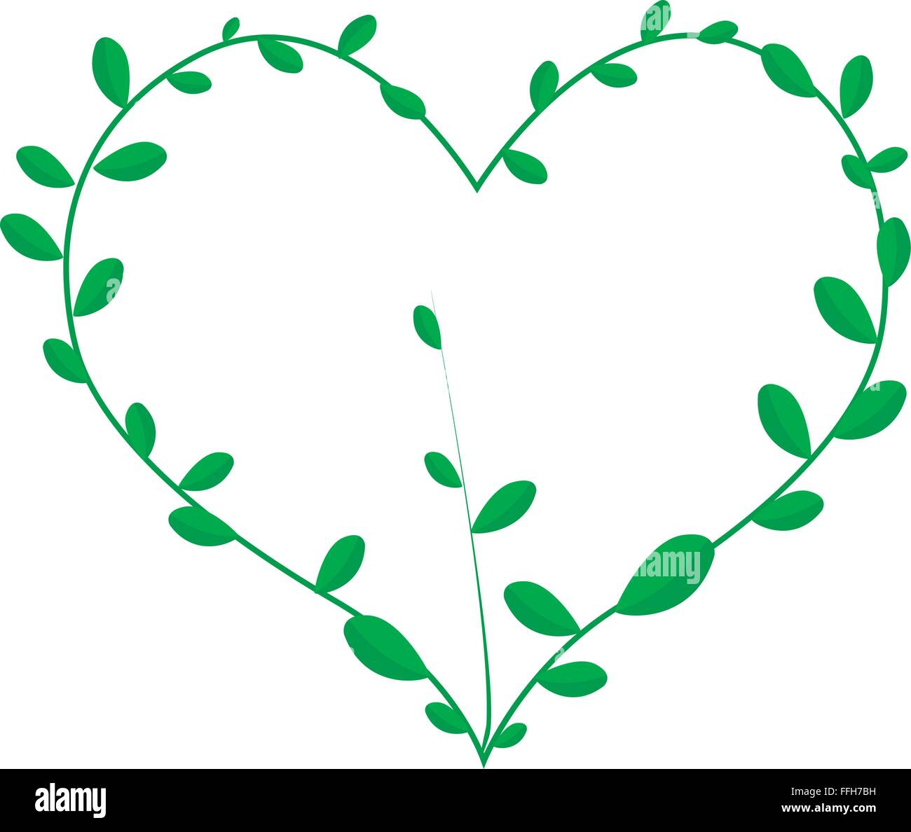Love Concept, Illustration of A Heart Shape Frame Made of Fresh Green ...