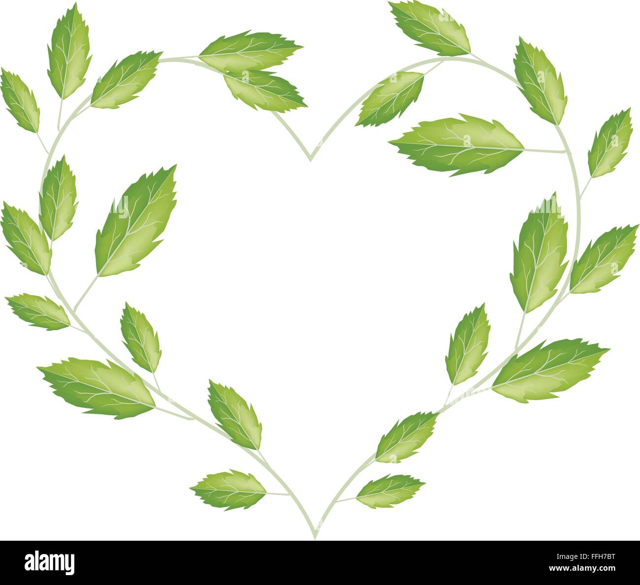 Love Concept, Illustration of A Heart Shape Frame Made of Fresh Green ...
