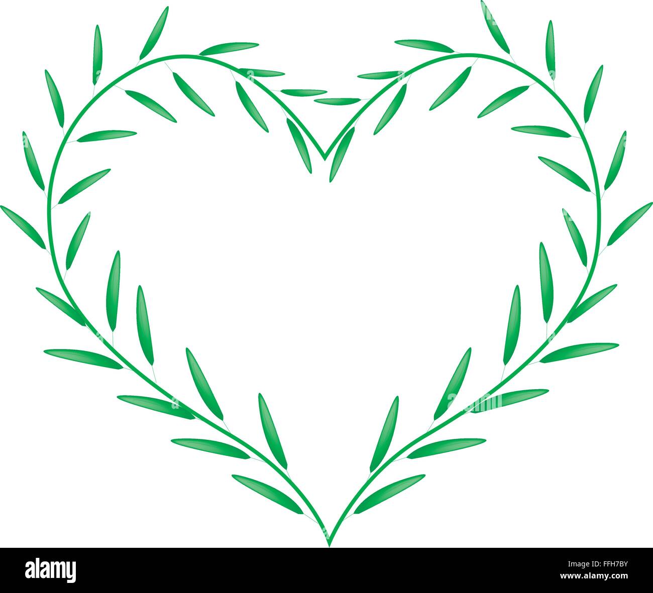 Love Concept, Illustration of Green Leaves in A Heart Shape Isolated on ...