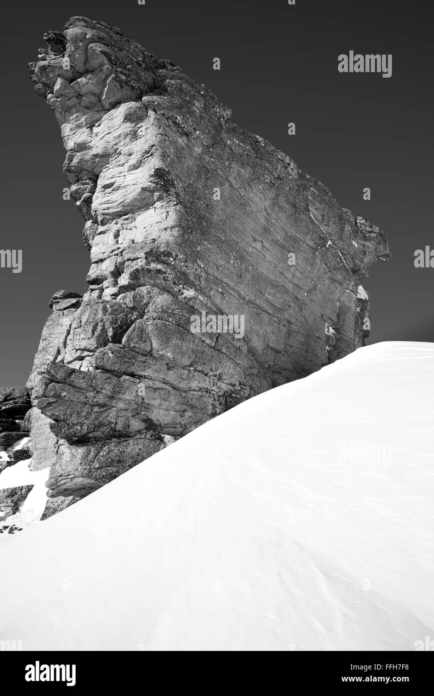 Rocky Mountain in snow Stock Photo Alamy