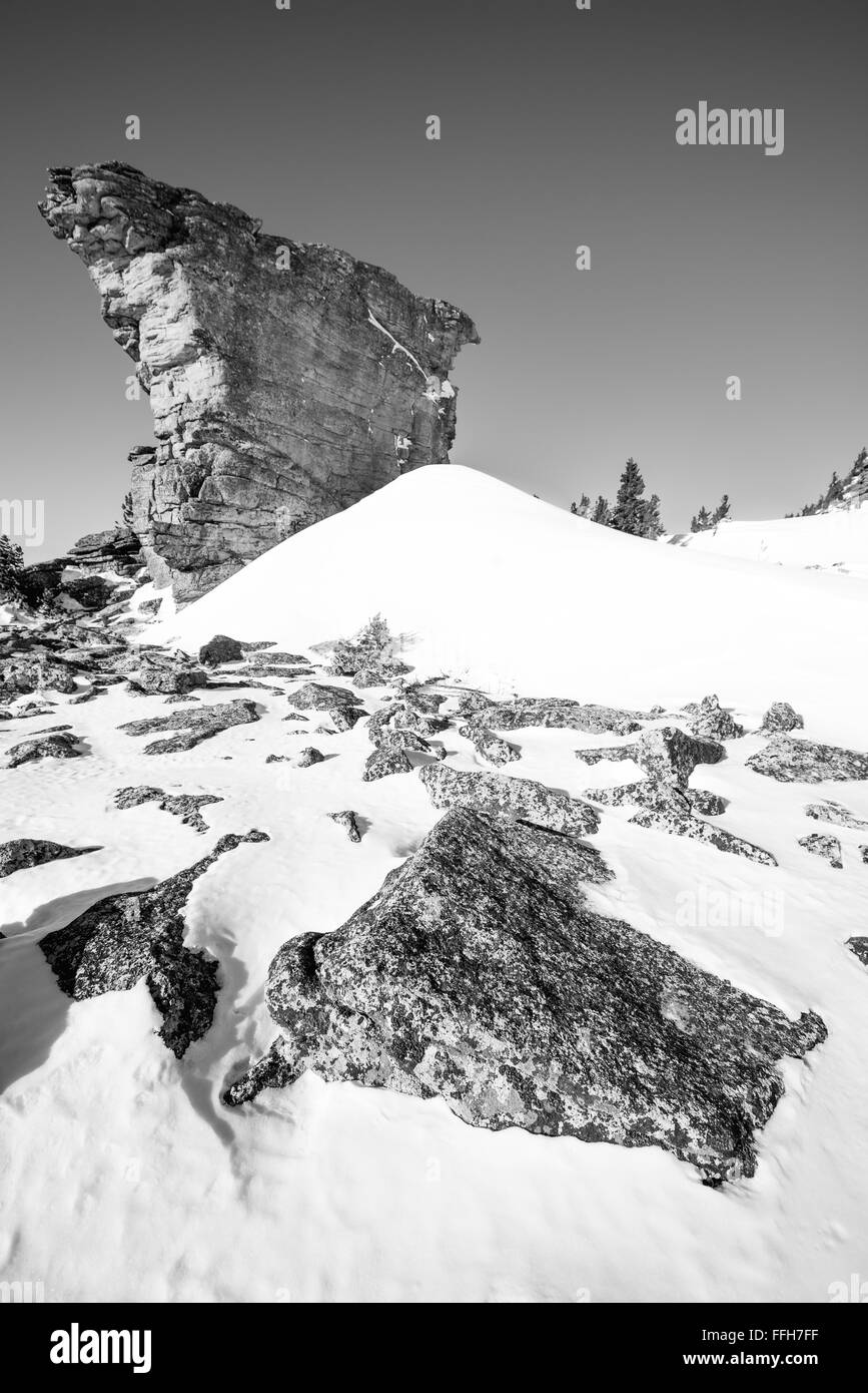 Rocky Mountain In Snow Stock Photo Alamy