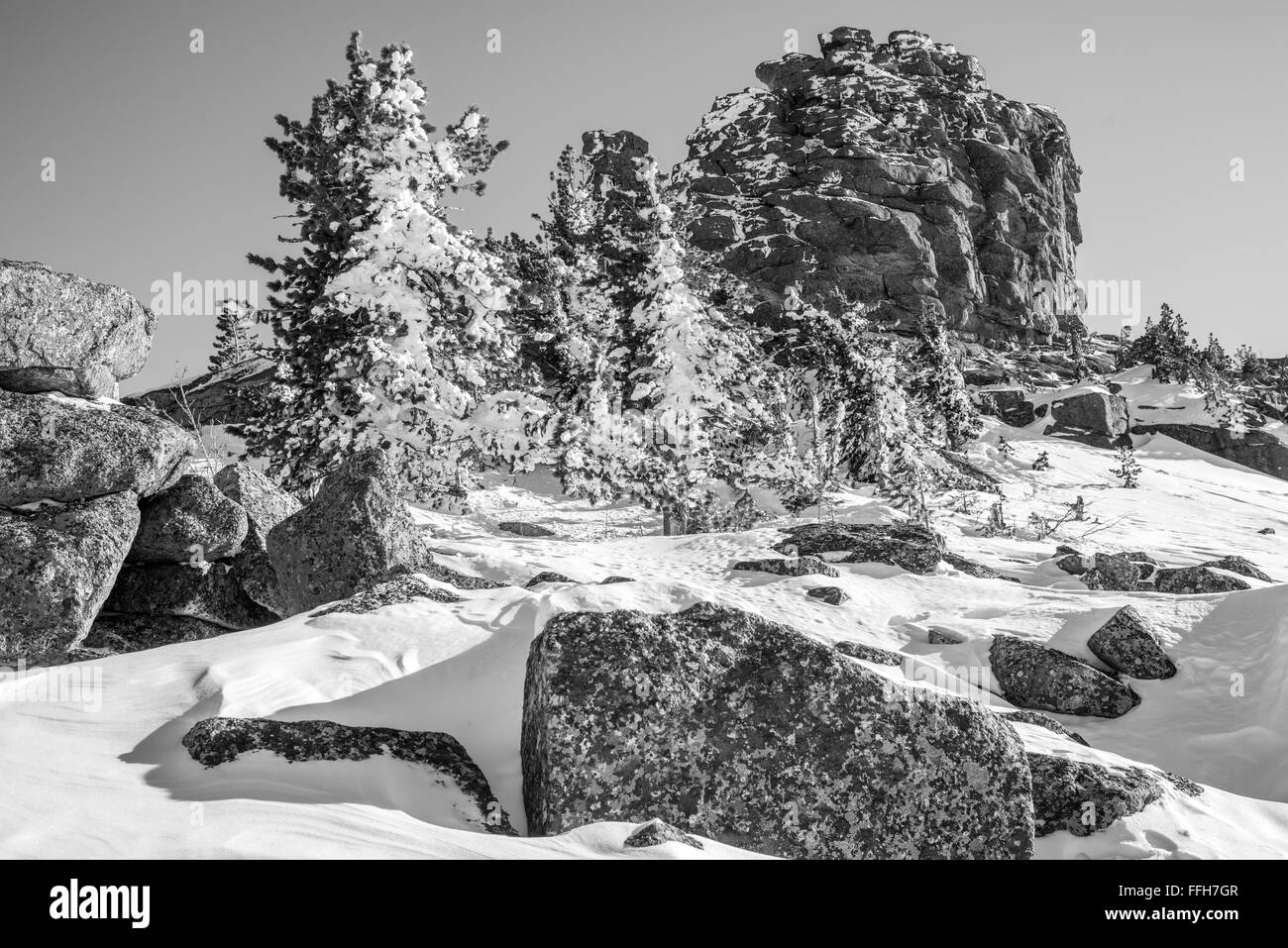 Beautiful winter scenic snowy Black and White Stock Photos & Images - Alamy