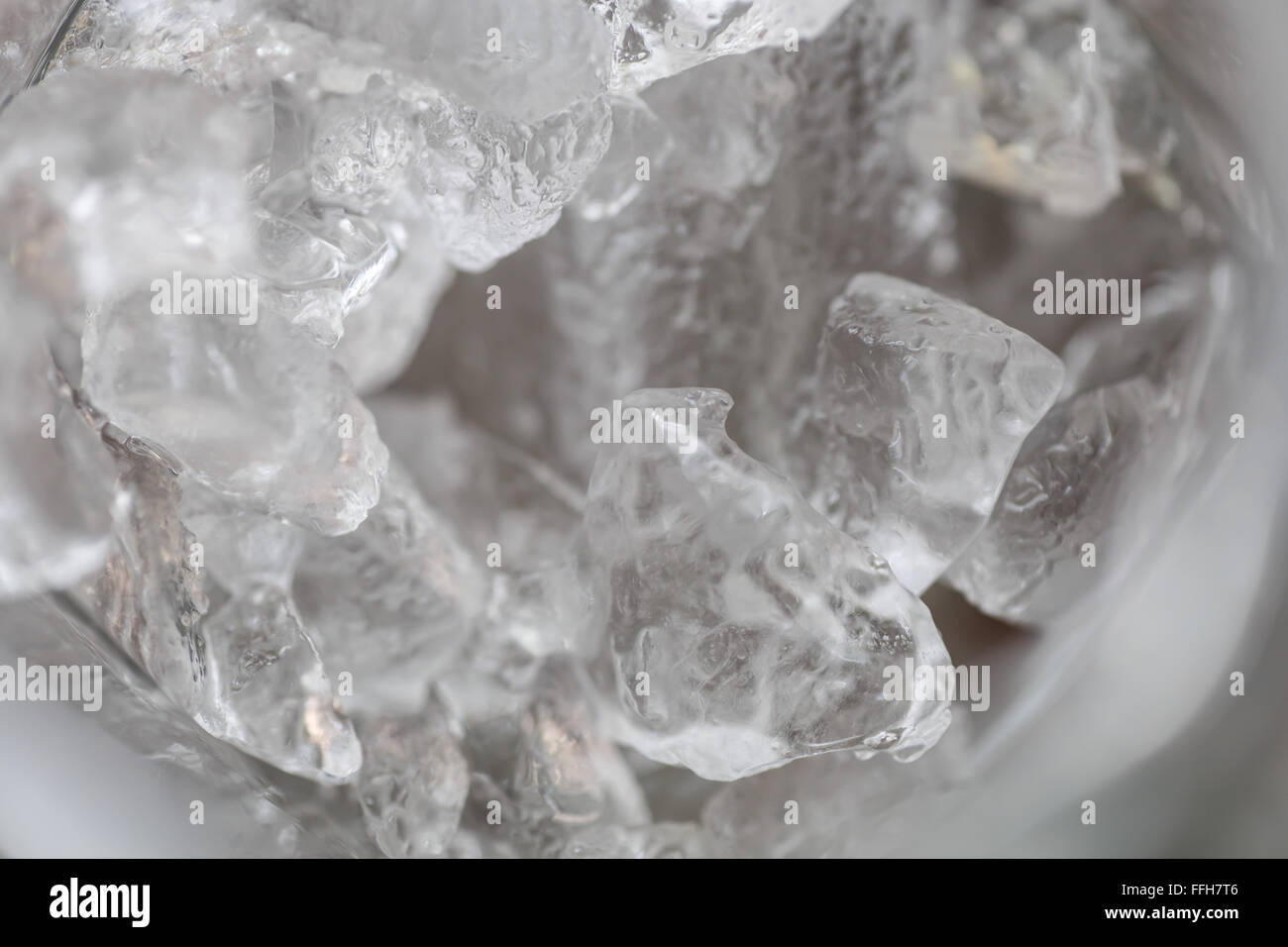ice on glass, detailed photography from inside Stock Photo