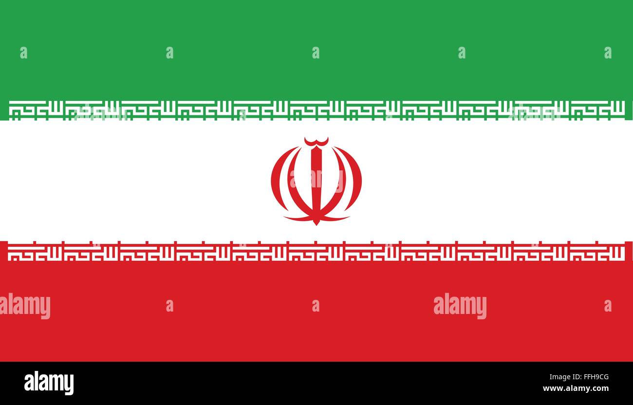 The national flag of Iran in red, white and green Stock Vector