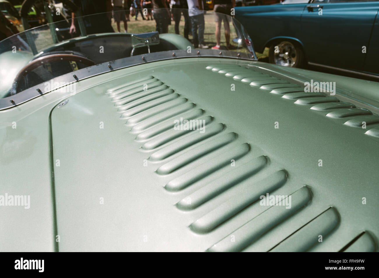 The vented bonnet of a British AC on display at the Annual Picnic at  Hanging Rock Car Display, held at Hanging Rock, Victoria Stock Photo - Alamy
