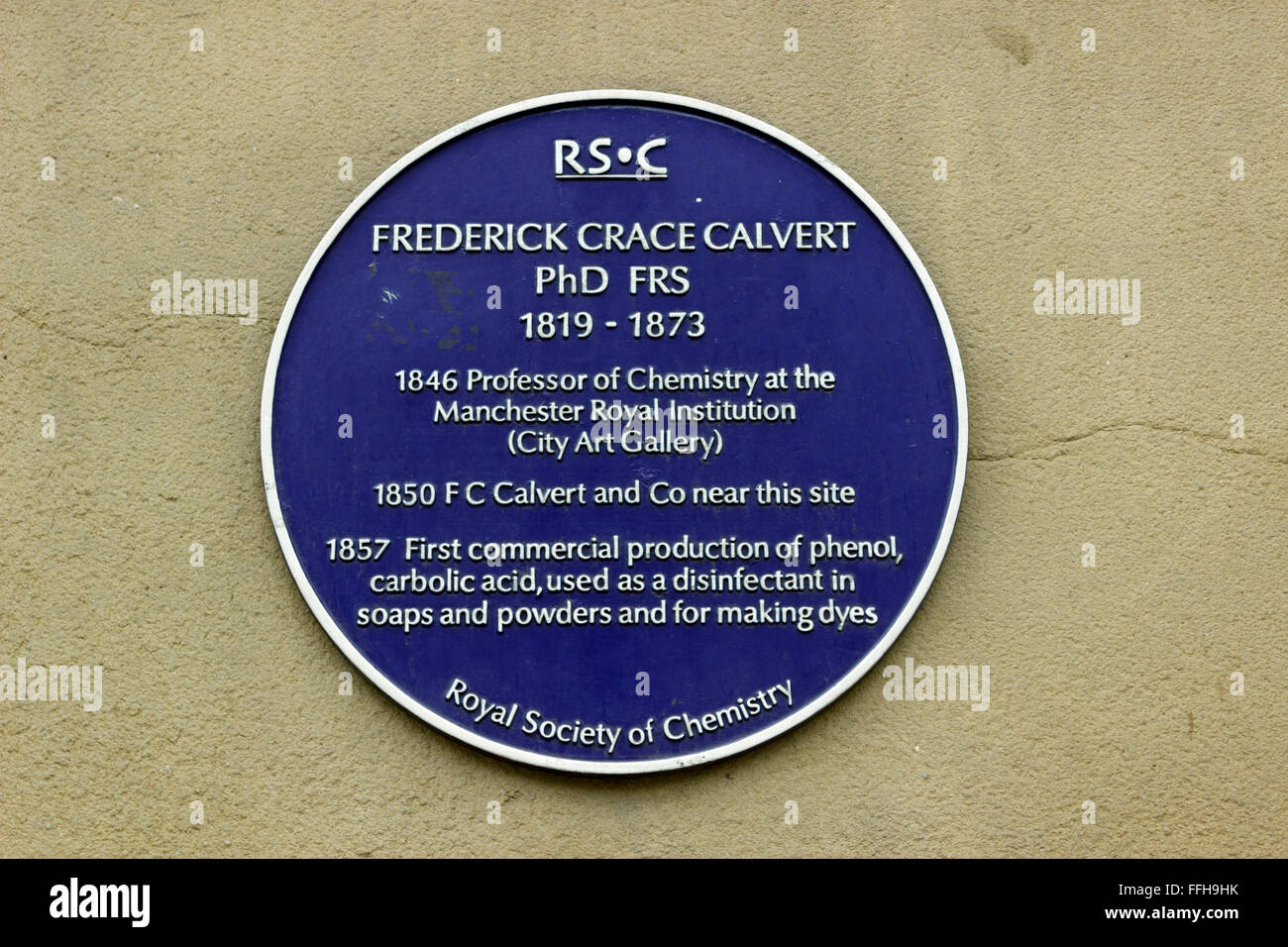 Frederick Crace Calvert Blue Plaque Stock Photo