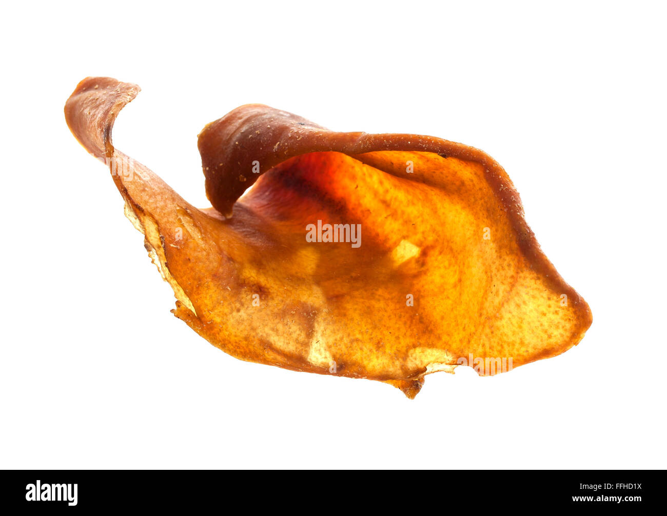 Dried pig ears on a White background Stock Photo