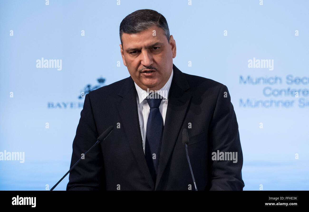 Munich, Germany. 14th Feb, 2016. Syrian politician Riyad Farid Hijab