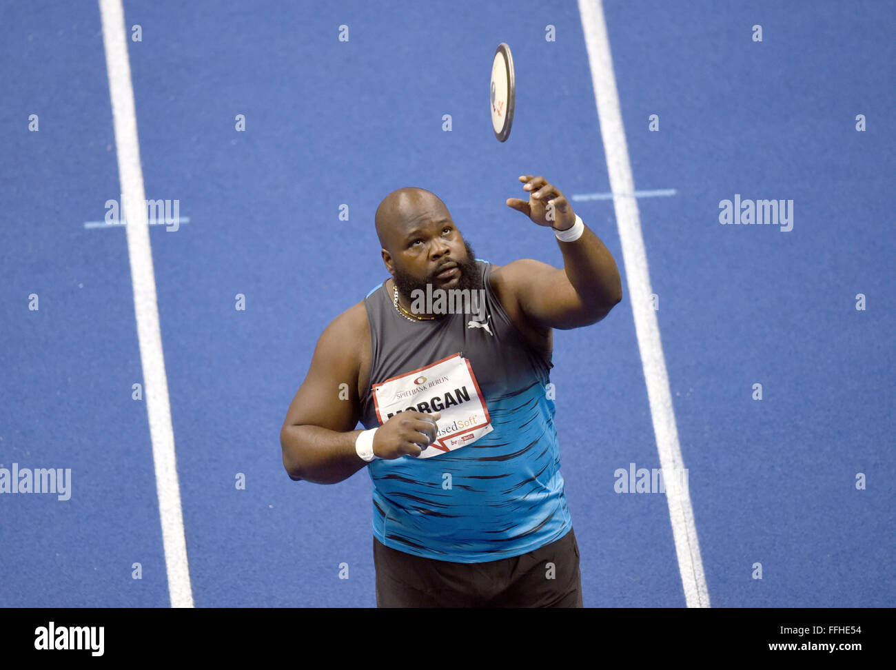Berlin, Germany. 13th Feb, 2016. Discus thrower Jason of Jamaica