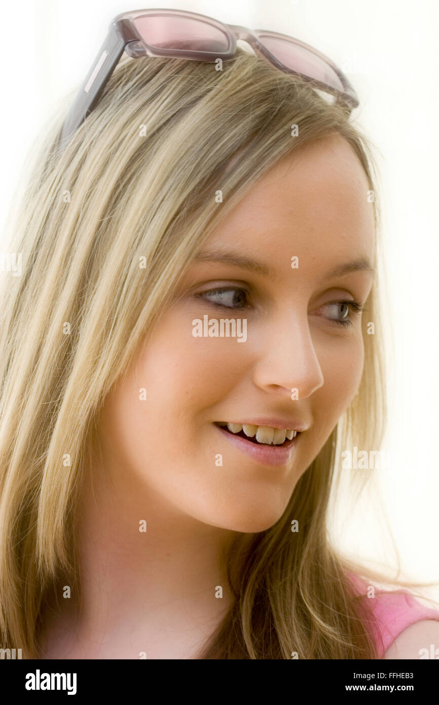 Caucasian blonde blue eyed teenage girl, wearing Christian Dior