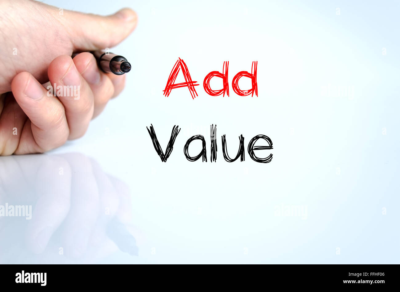 Add value text concept isolated over white background Stock Photo - Alamy