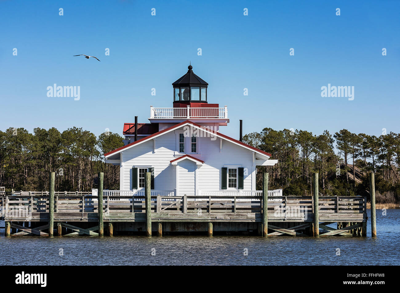 Roanoke Marshes Lighthouse, Manteo, North Carolina, USA Stock Photo