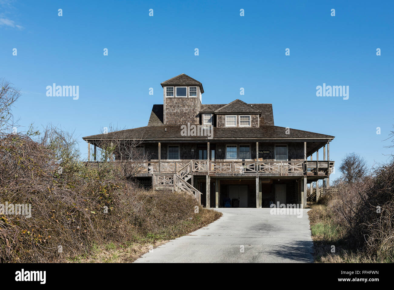 Rustic beach house, Kitty Hawk, Outer Banks, North Carolina, USA Stock Photo