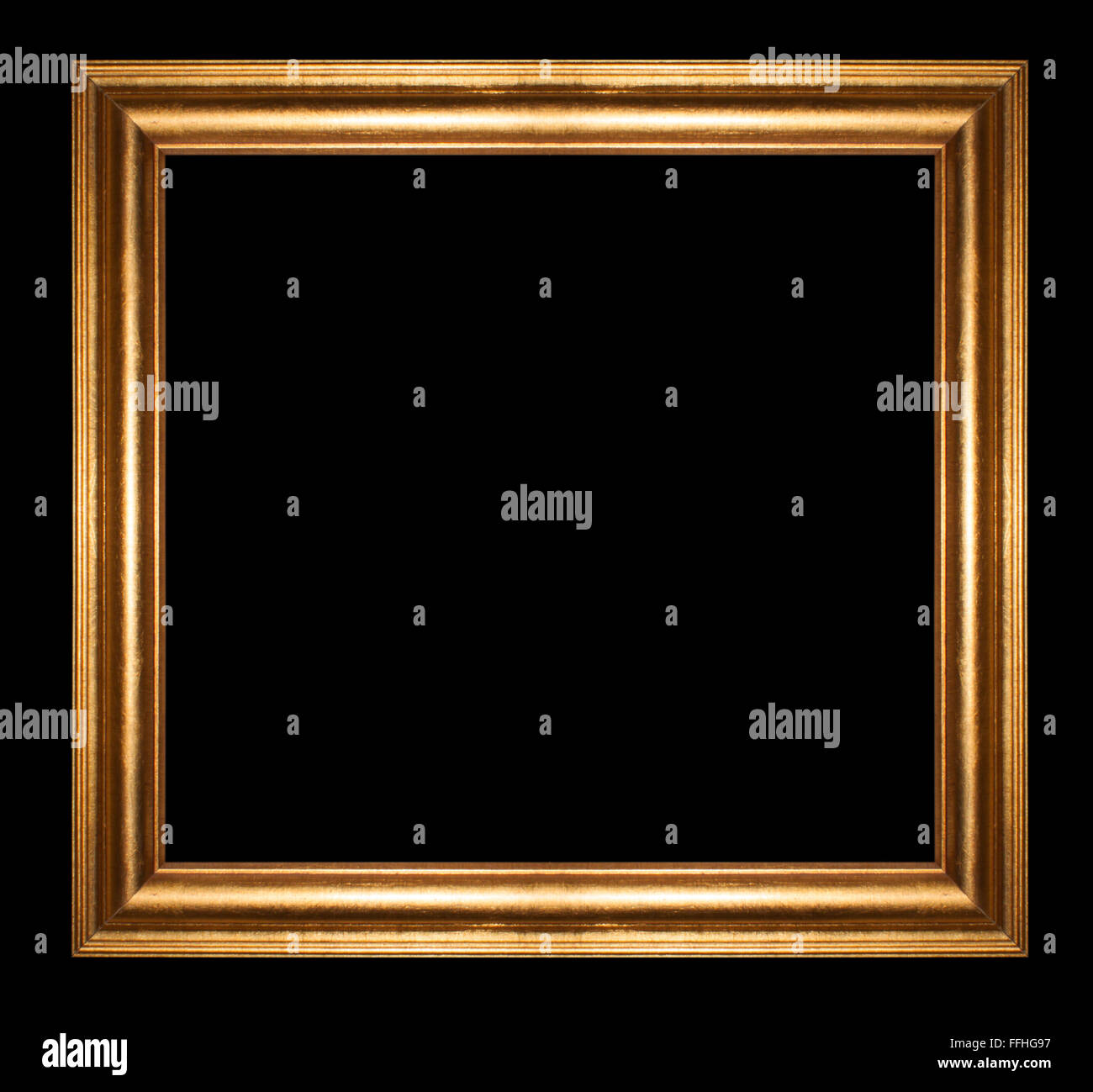 gold picture frame isolated on a black background Stock Photo Alamy