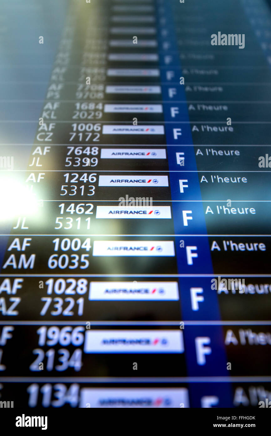 Flight scoreboard, Arrival and departure displays, AIR FRANCE flights