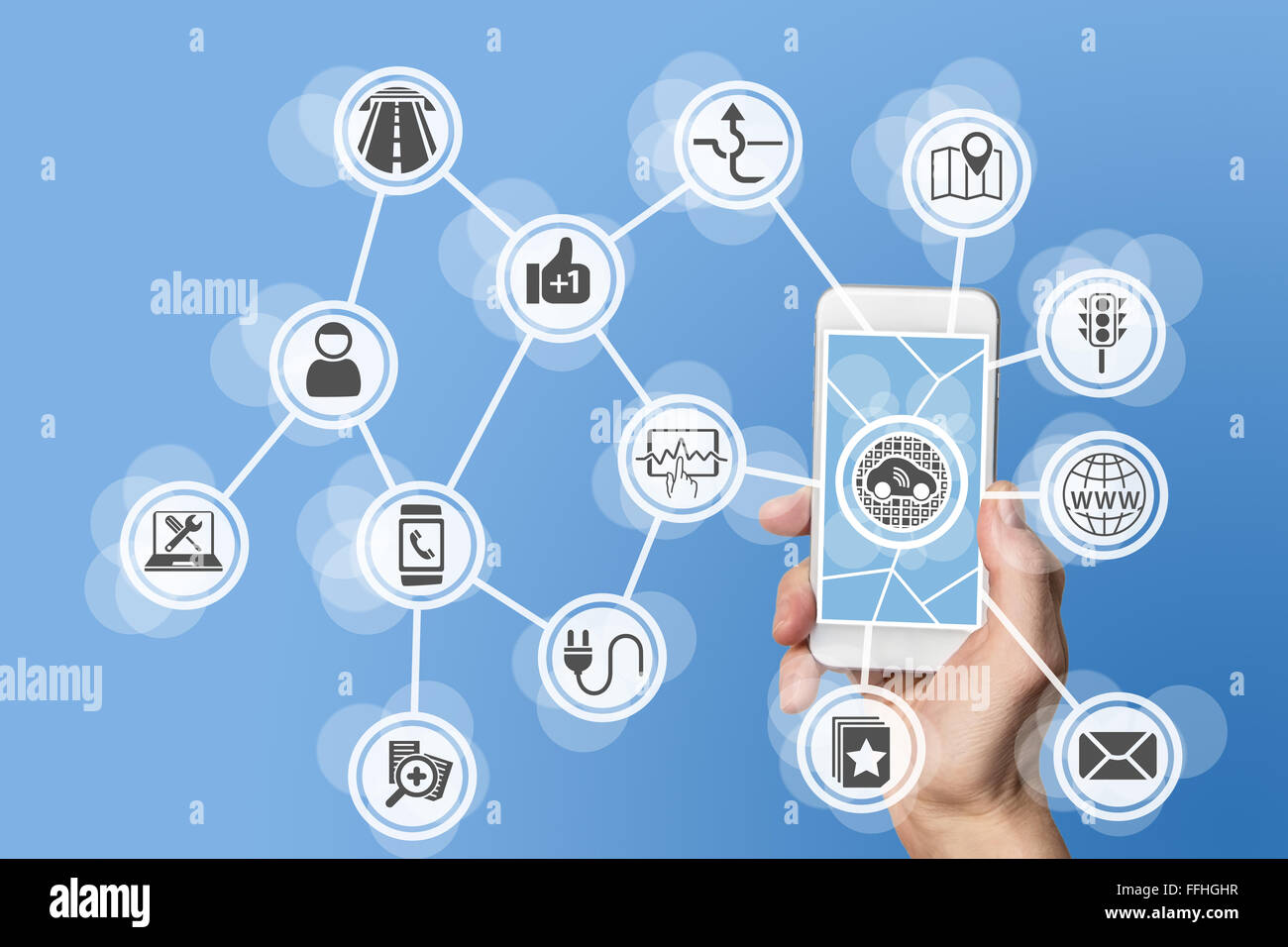 Connected smart car concept controlled by smartphone Stock Photo Alamy