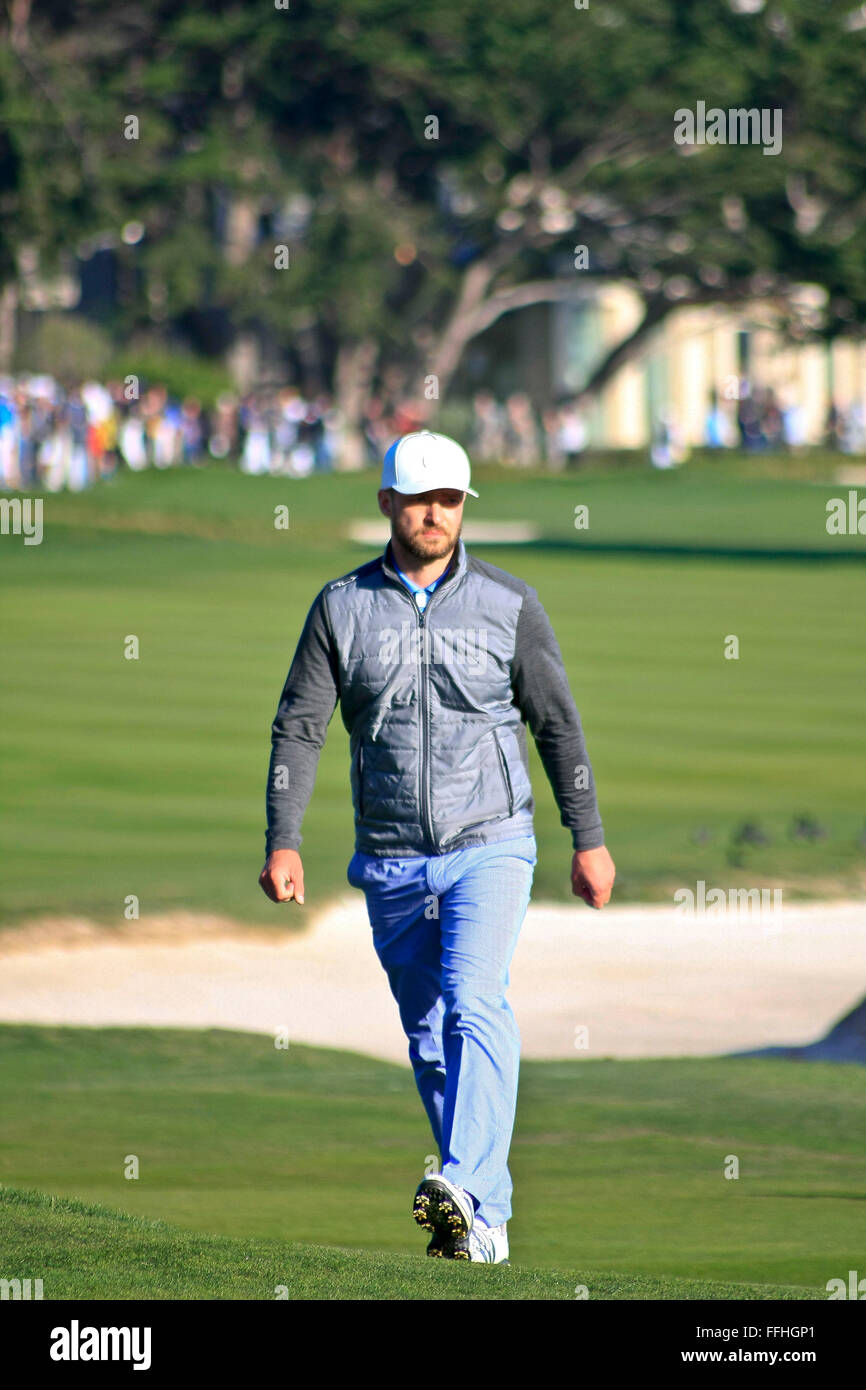 Pebble Beach Golf Links, Carmel, CA USA Justin Timberlake plays during