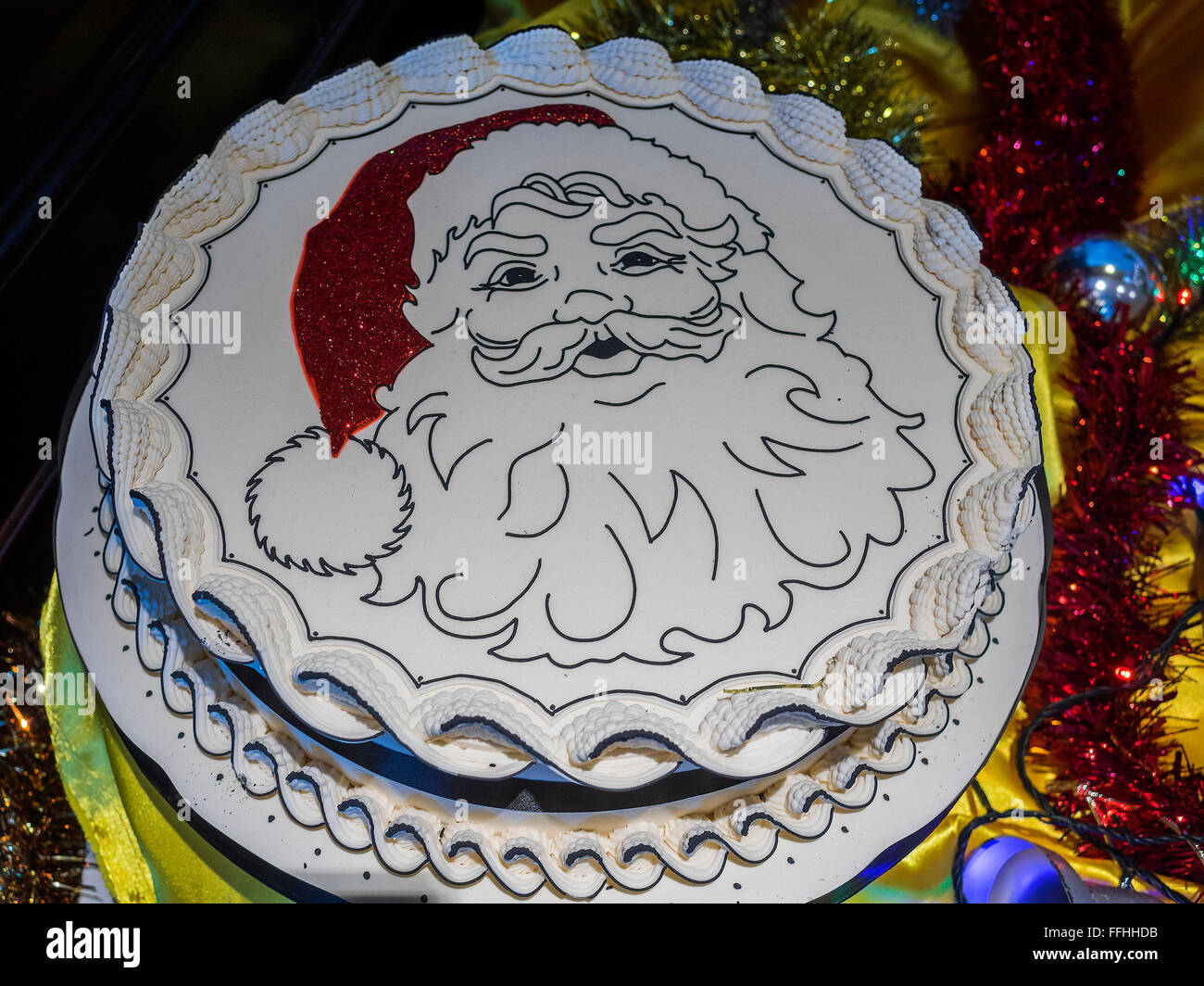 Decorated Christmas Cake Stock Photo