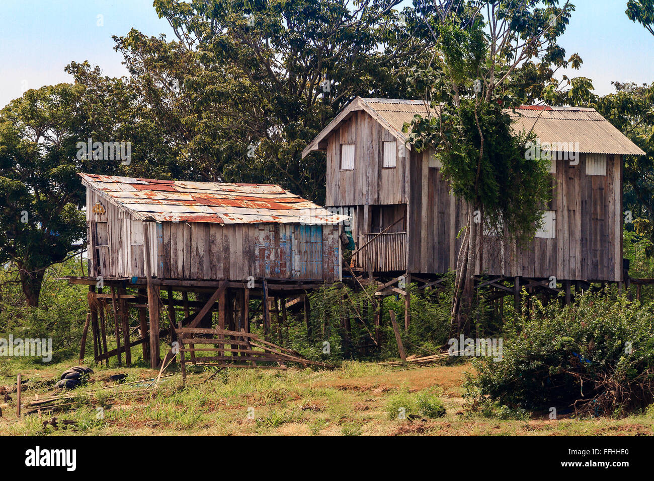 River Houses On Stilts Santarem Brazil Stock Photo Alamy