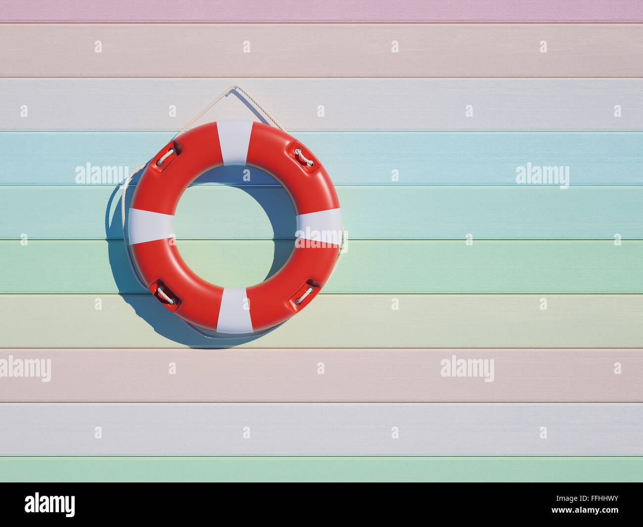 Lifebuoy on a wall background Stock Photo - Alamy