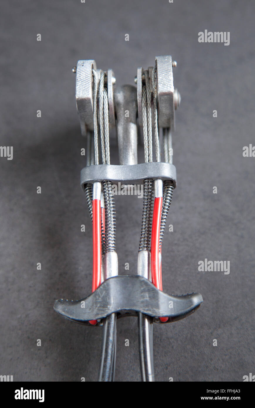 Close up view of a climbing friend gear, also known asd springloaded