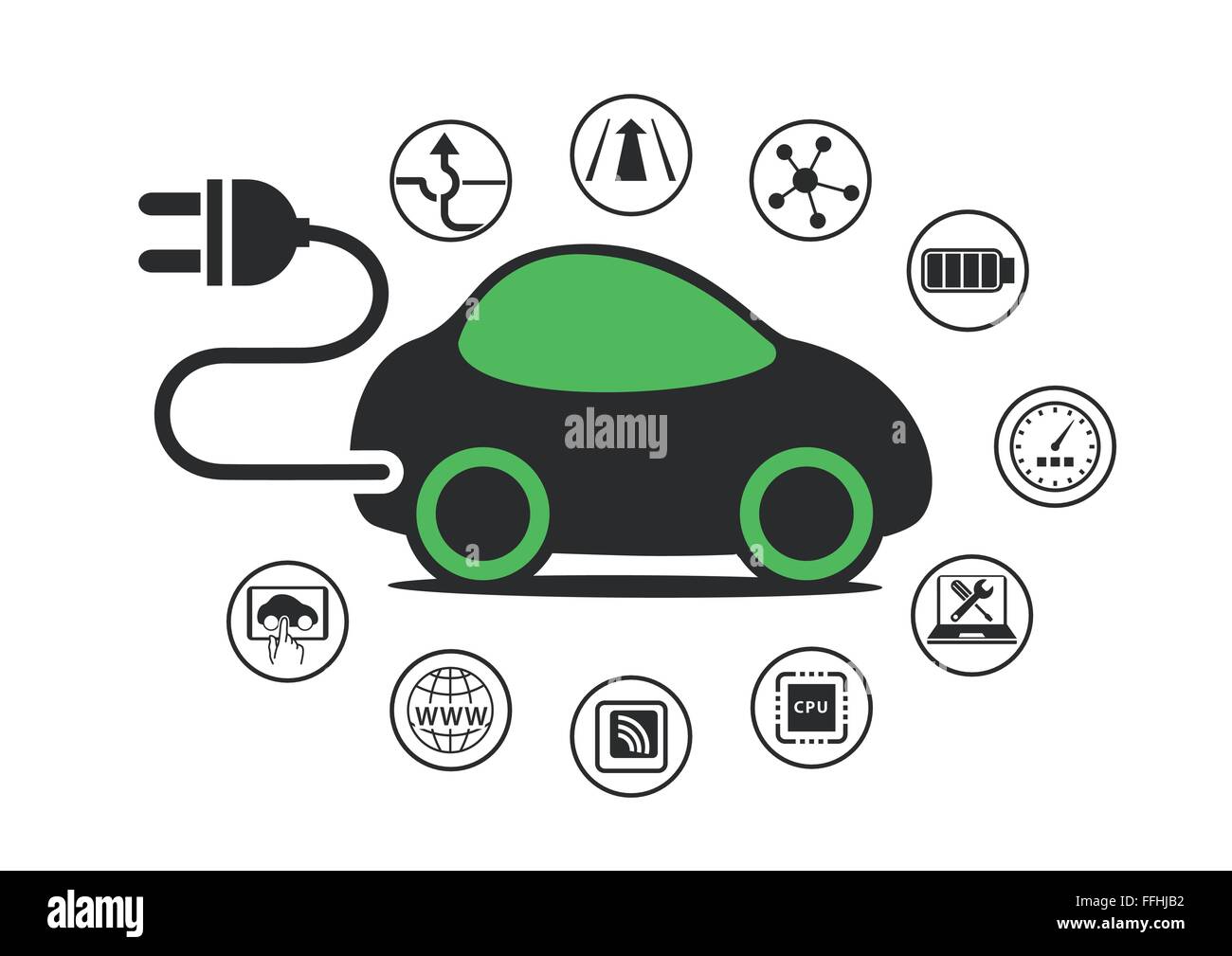 Electric car and electric vehicle concept as vector illustration. Car