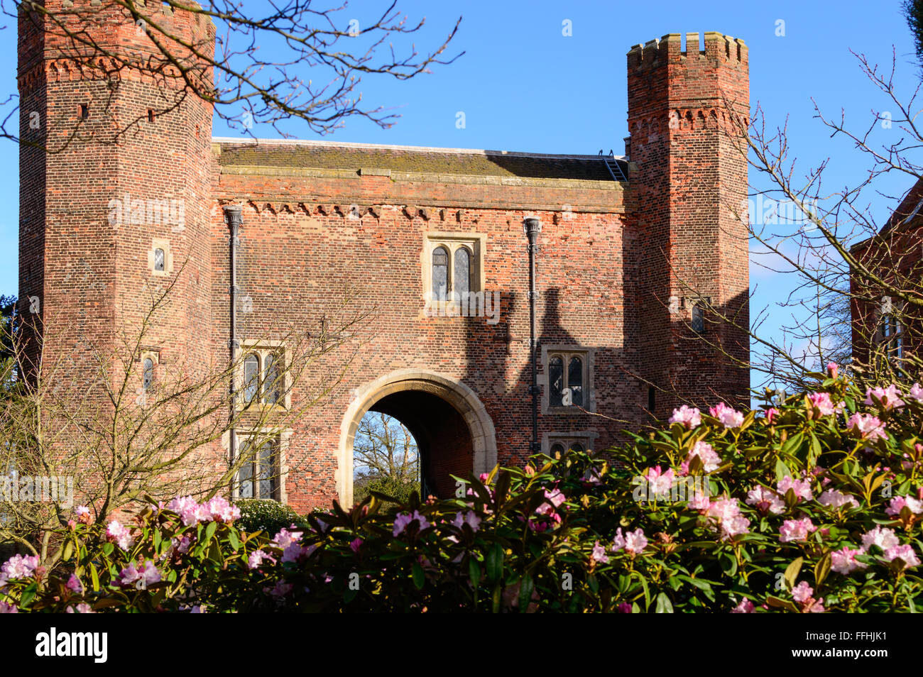 The gatehouse at Hodsock Priory. In Blyth, Worksop, England. On 7th February 2016. Stock Photo