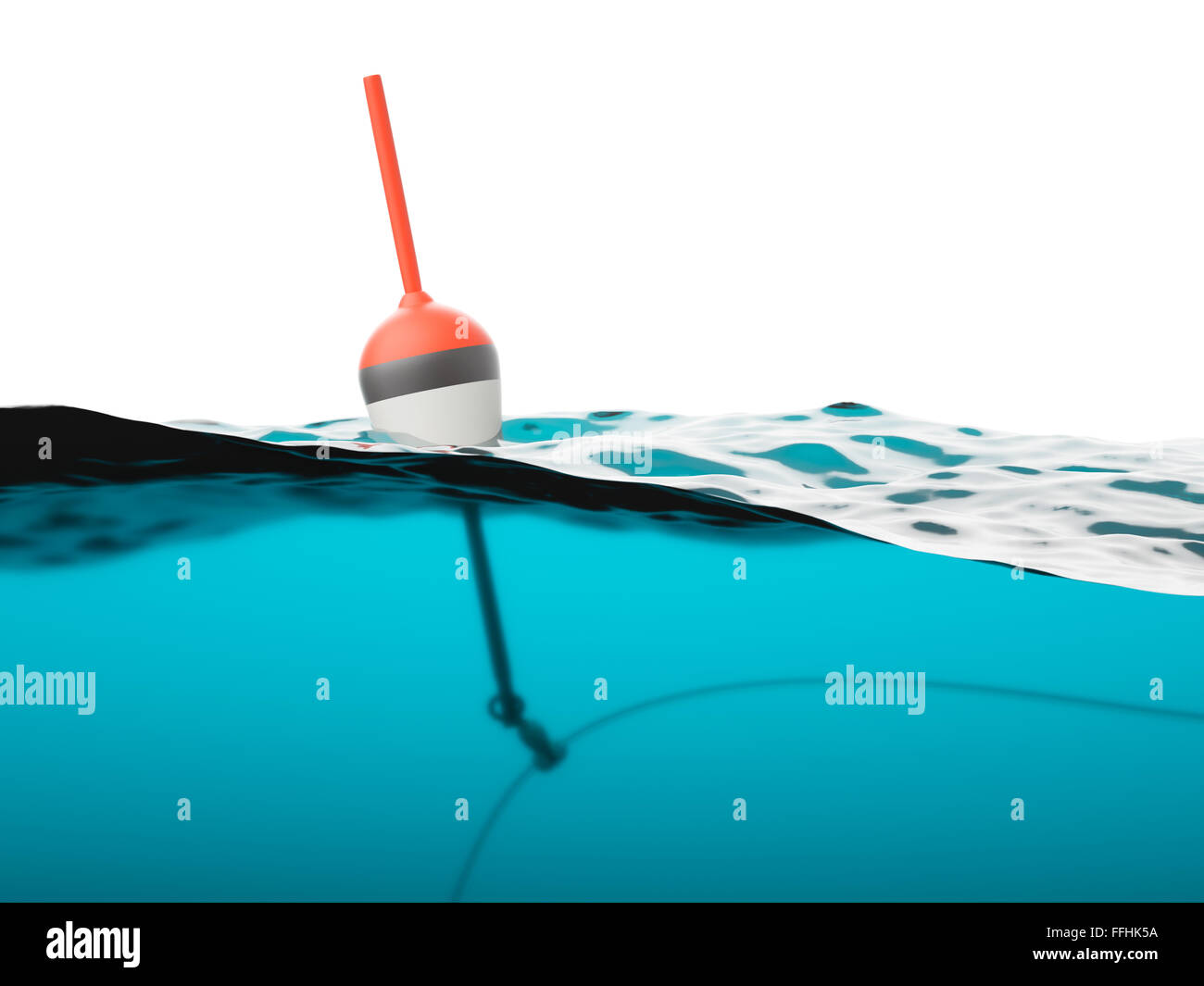 Bobber with fishing line under water closeup Stock Photo - Alamy