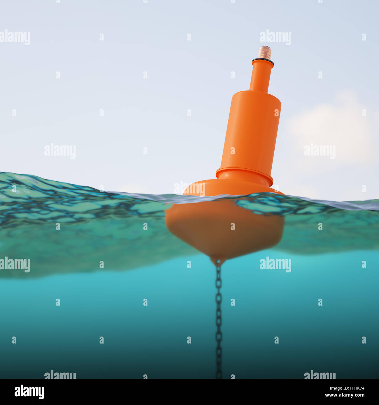 Red beacon on water surface Stock Photo Alamy