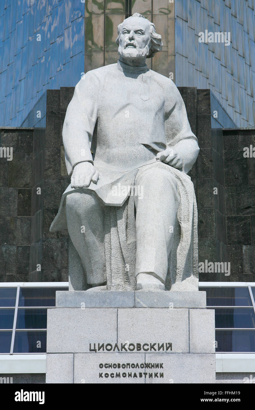 Monument to the Russian and Soviet rocket scientist Konstantin Eduardovich Tsiolkovsky (1857-1935) in Moscow, Russia Stock Photo