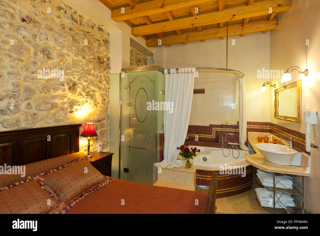 Griechenland, Kreta, Rethimnon, Avli Luxury Suites Hotel, luxuriöses Zimmer Stock Photo