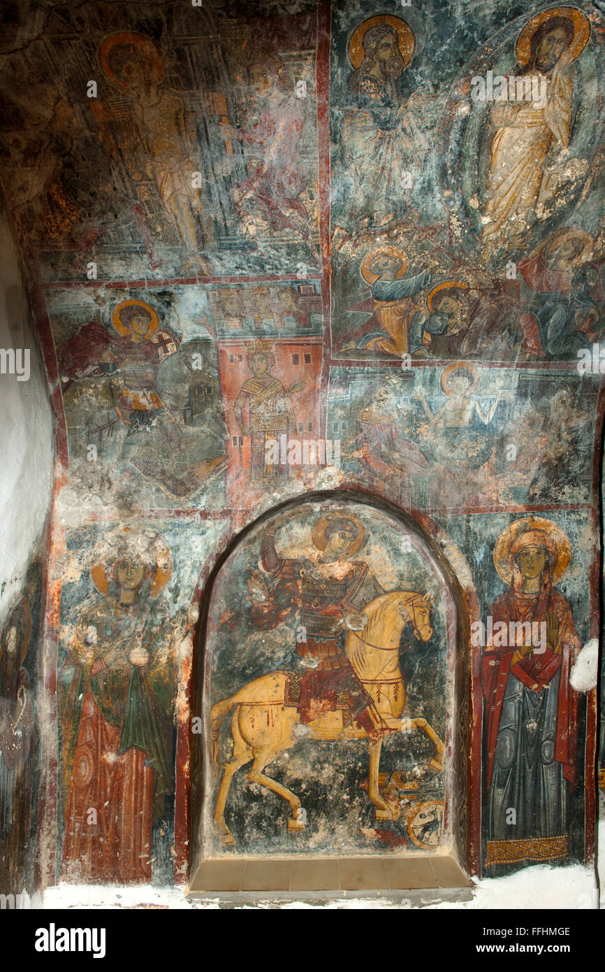 Griechenland, Kreta, Anidri bei Paleochora, Fresken in der Friedhofskirche Agios Georgios Stock Photo