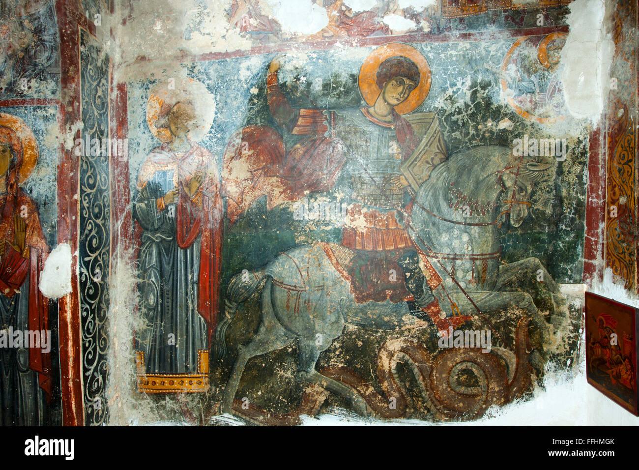 Griechenland, Kreta, Anidri bei Paleochora, Fresken in der Friedhofskirche Agios Georgios Stock Photo