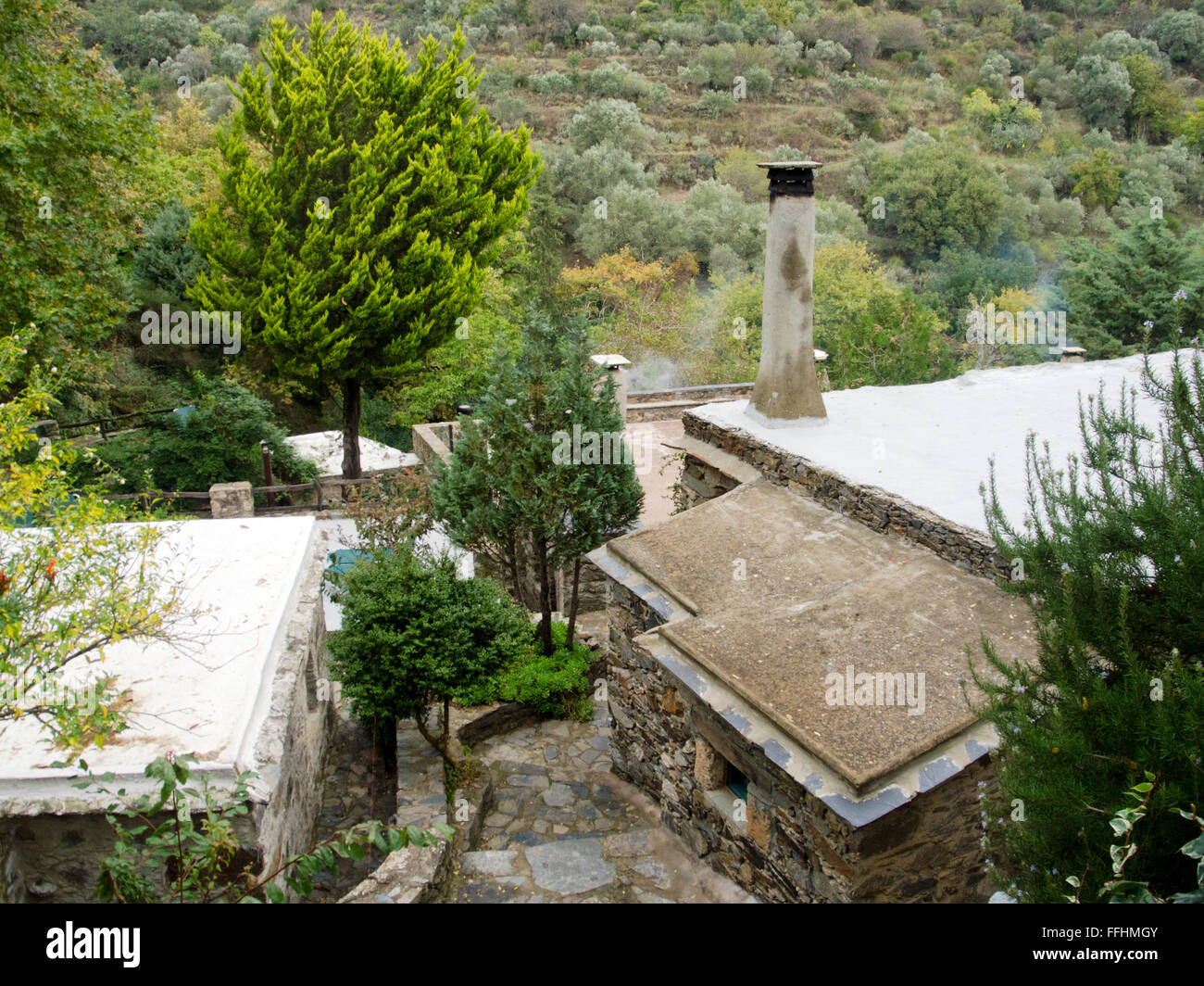 Griechenland, Kreta, Milia nördlich von Paleochora, erstes Öko-Dorf Griechenlands mit Vorzeigecharakter. Stock Photo