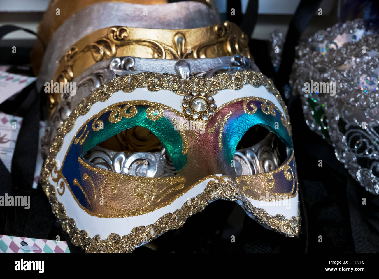 Colourful Venetian masks for sale in a shop in a Portobello shop in Notting  Hill Gate, London, United Kingdom Stock Photo - Alamy