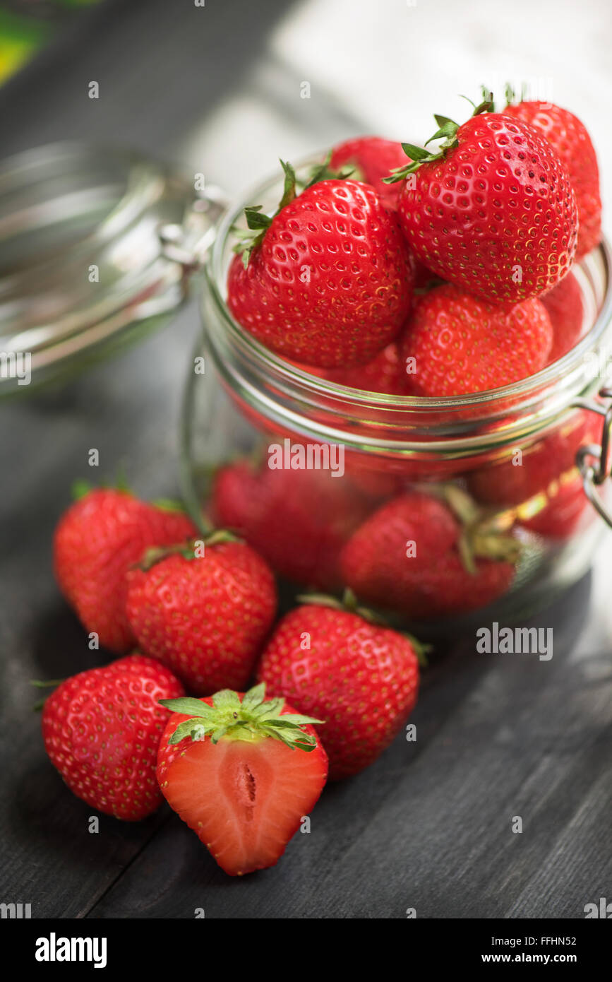 Fresh ripe strawberry in a glass Stock Photo - Alamy