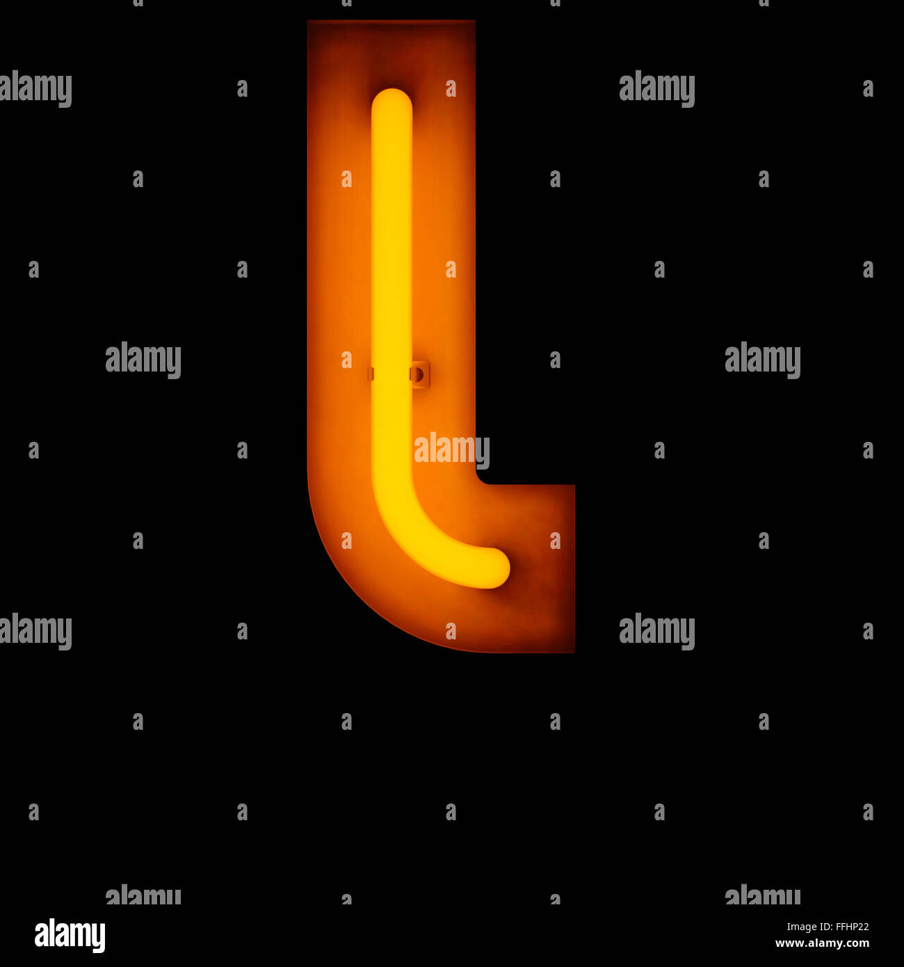 Neon Letter l lower case neon alphabet collection isolated on black Stock Photo