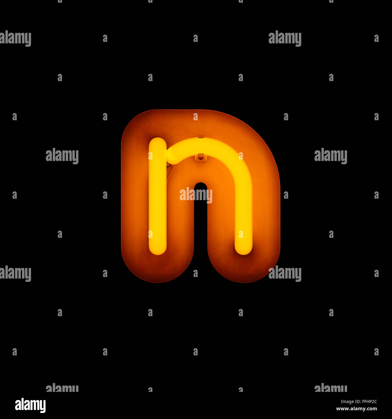 Neon Letter N Lower Case Neon Alphabet Collection Isolated On Black 