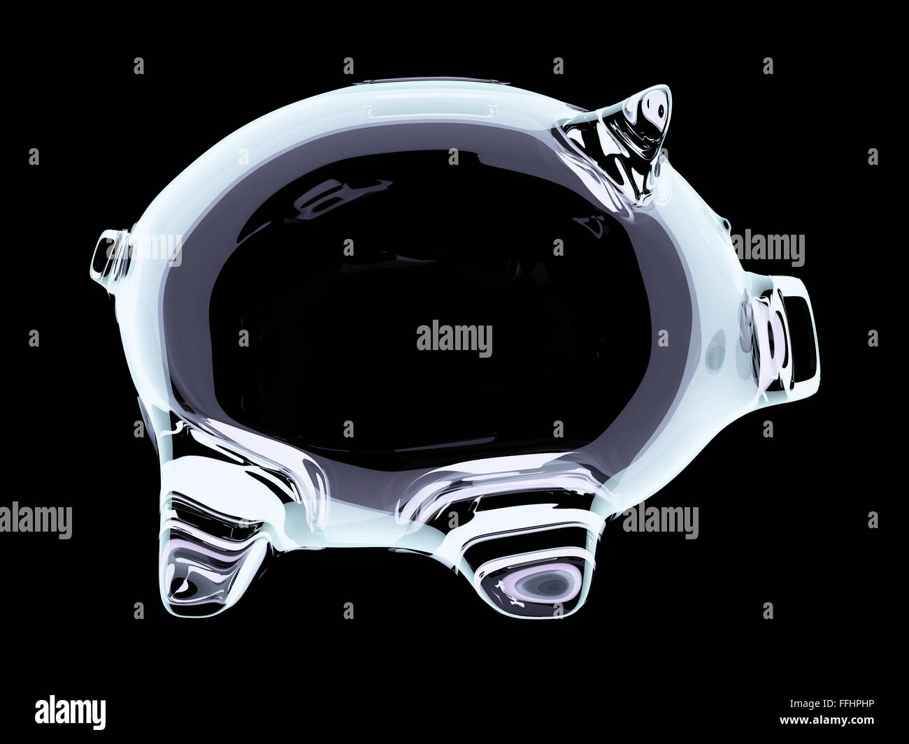 Empty transparent glass piggy bank isolated on black Stock Photo - Alamy
