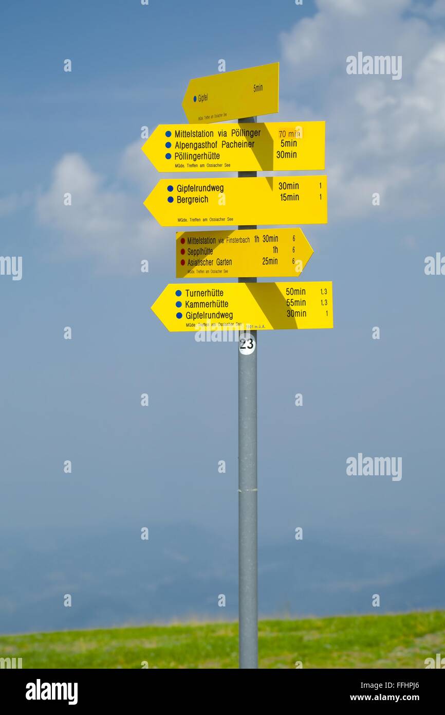 Direction signs in the Alps Stock Photo - Alamy