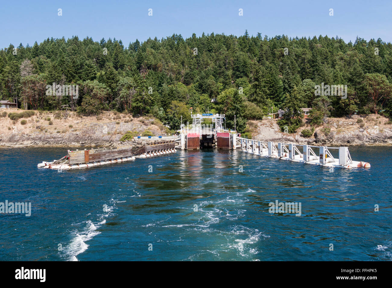 BC Ferries Pender Island ferry terminal at Otter Bay, seen from a ferry