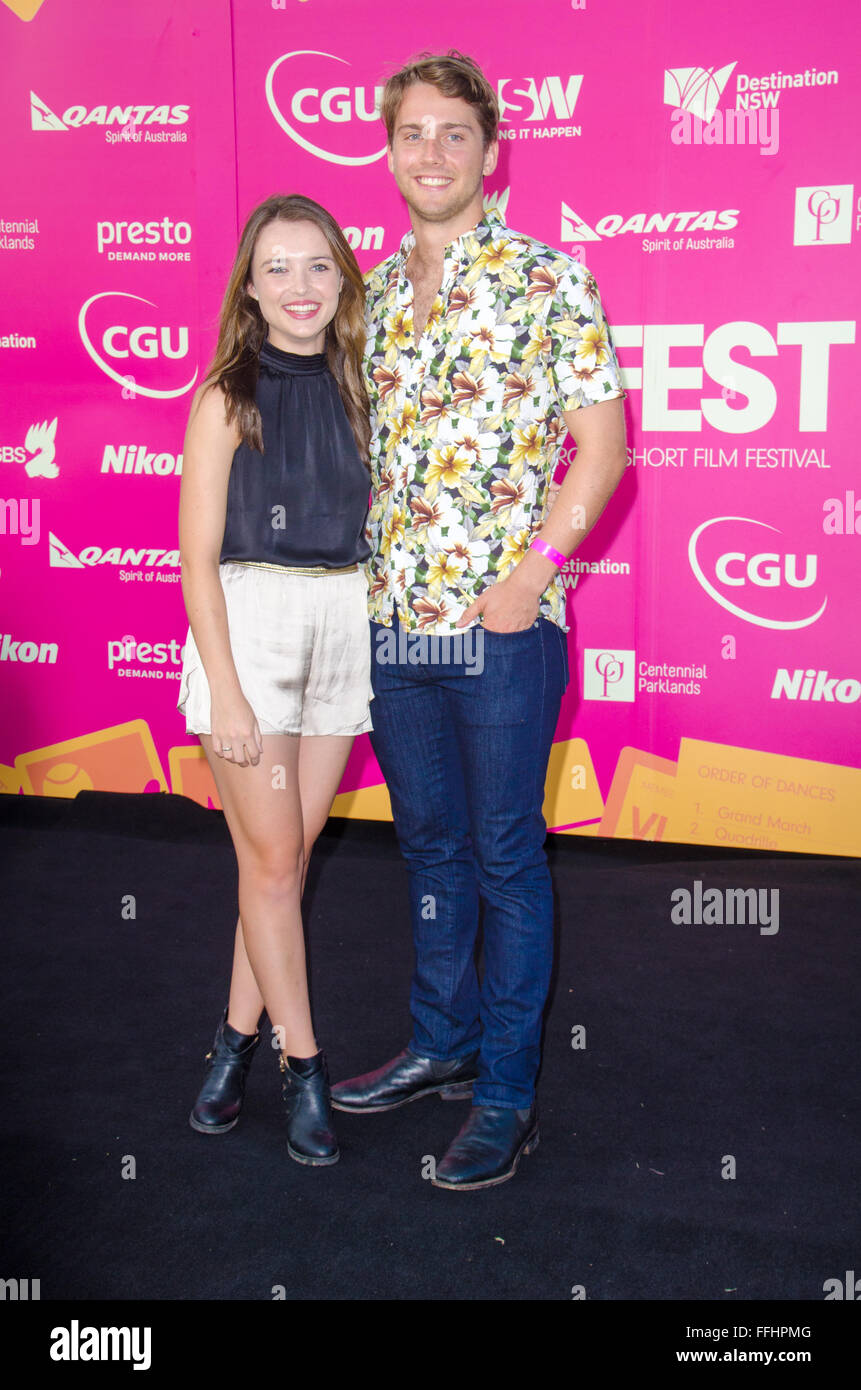 Sydney, Australia. 14th Feb, 2016: VIP's and Celebrities seen arriving on the black carpet at the Tropfest Short Film Festival. Pictured is Philippa Northeast (left) Credit:  mjmediabox/Alamy Live News Stock Photo