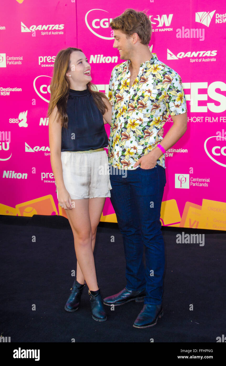 Sydney, Australia. 14th Feb, 2016: VIP's and Celebrities seen arriving on the black carpet at the Tropfest Short Film Festival. Pictured is Philippa Northeast (left) Credit:  mjmediabox/Alamy Live News Stock Photo