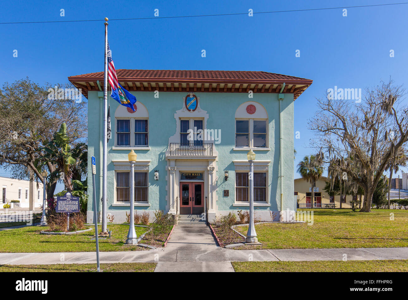 City Hall built in 1926 in old historic town of Arcadia Florida Stock