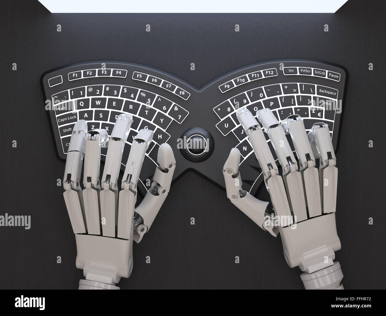 Robot typing on conceptual futuristic self-illuminated keyboard Stock ...